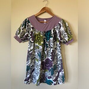 Tea Collection Floral Kids Dress with Purple Accents 100% Cotton